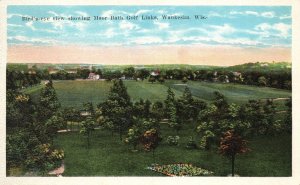 Vintage Postcard 1927 Bird's Eye View Showing Moor Bath Golf Links Waukesha WI