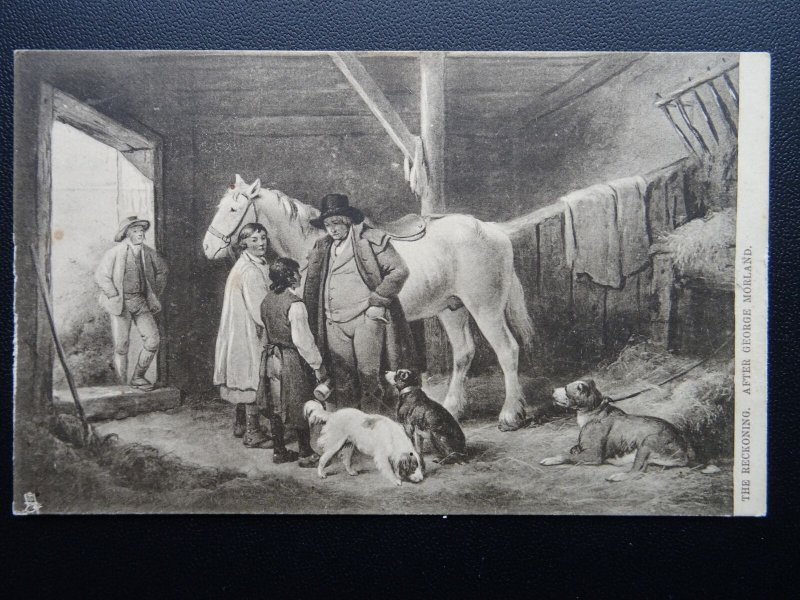 Horse & Dogs Stable THE RECKONING George Morland c1903 Postcard by R Tuck 1165