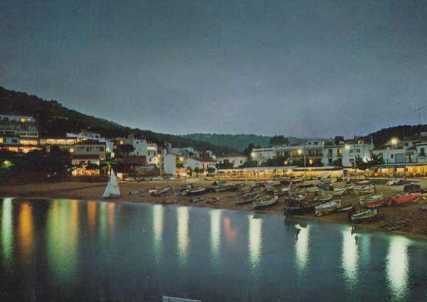 Tamariu At Night Illuminations Costa Brava Spain Spanish Postcard