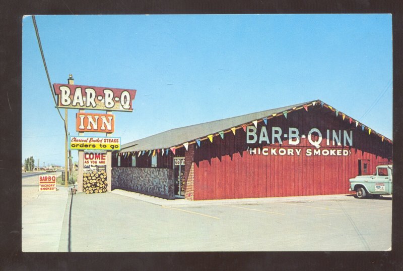 ALBUQUERQUE NEW MEXICO BAR-B-Q INN RESTAURANT ROUTE 66 ADVERTISING POSTCARD