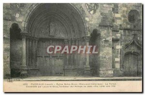Old Postcard Puiseaux Loire Eglise Notre Dame Historical Monument Portal