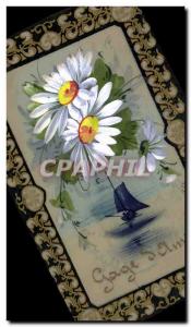 CPA Carte transparente Fleurs Bateau