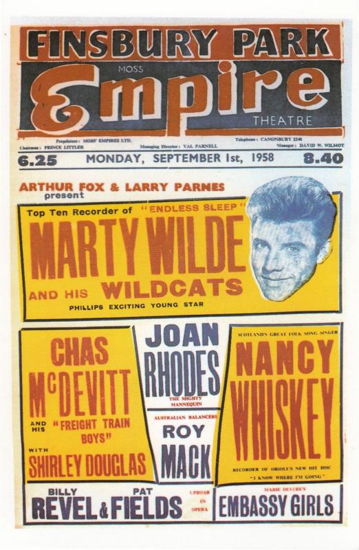 Marty Wilde Chas McDevitt Live Finsbury Park London Empire Theatre Poster Pos...