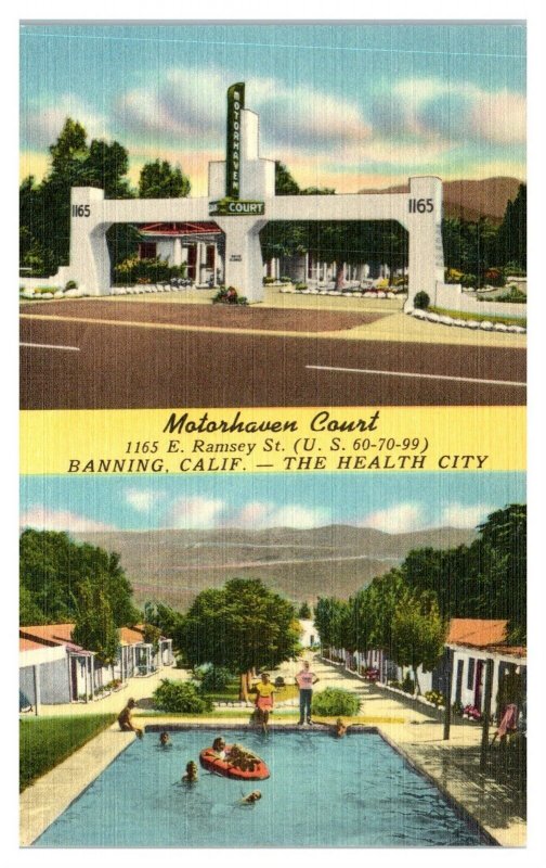 Motorhaven Court, Banning, CA Postcard *5Q15