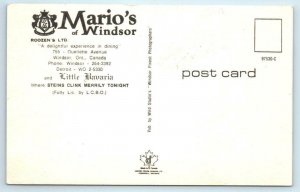 2 Postcards WINDSOR, Ontario Canada ~ MARIO'S OF WINDSOR Roadside Restaurant