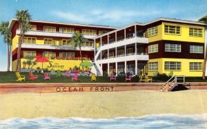 Daytona Beach, Florida SAXONY APARTMENT MOTEL Roadside ca 1950s Vintage Postcard