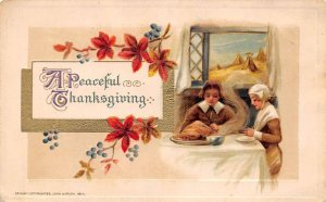 Thanksgiving  Peaceful Thanksgiving, Saying Grace For Feast, Winsch Vintage PC