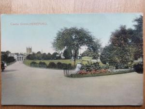 Hereford CASTLE GREEN Park & Lord Nelson Monument c1908 by Giesen Bros & Co