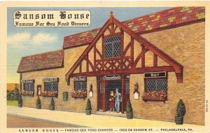 Philadelphia Pennsylvania 1940s Postcard Sansom House Sea Food Restaurant