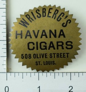 1890's Wrisberg's Havana Cigars, Olive Street, St Louis, MO Trade Card Label F65