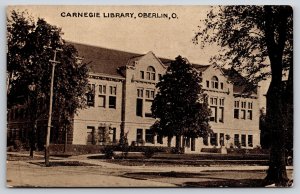 Oberlin Ohio~Carnegie Library~1915 B&W Postcard