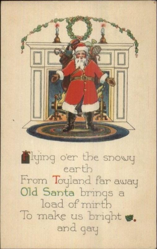 Christmas - Santa Claus From Toyland Far Away Poem c1920 Postcard