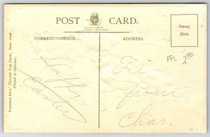 Easter~Ducklings on Sand Bar~Frog Caught By Leg~Gold~Black Back~Davidson~c1910