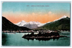 c1950's General View Mountain Snowcapped Island River Sitka Alaska AK Postcard 