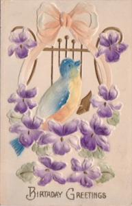 Birthday Bird With Purple Flowers 1917