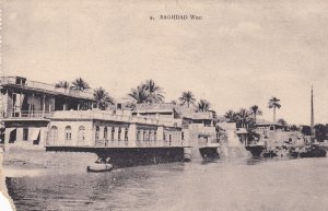 Baghdad West Boats in River Iraq Antique Postcard