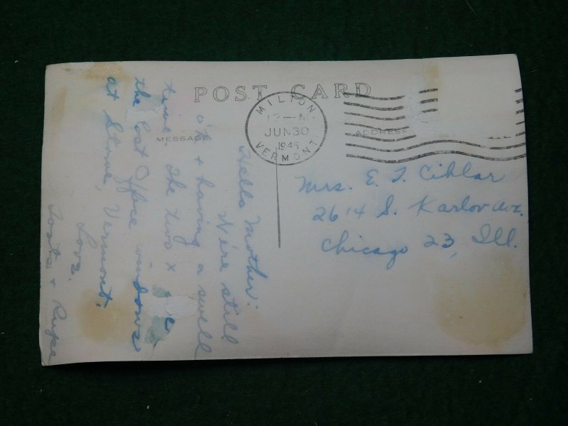 Vintage RPPC Post Office Soldier's Memorial, Stowe, VT Real Photo Postcard P24