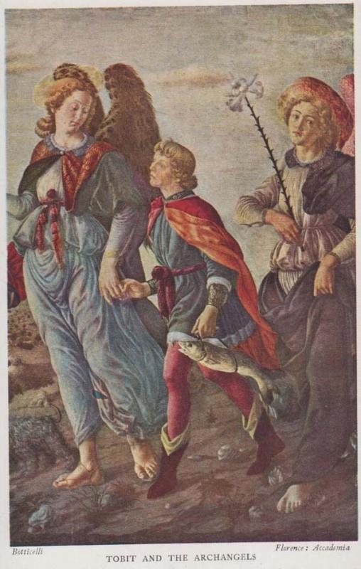 Tobit & The Archangels Florence Painting Academy Botticelli Art Italian Postcard