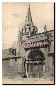 Old Postcard Tarascon portal and bell tower of the Church Ste Marthe