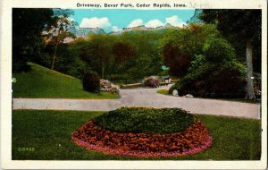 Driveway, Bever Park, Cedar Rapids IA Vintage Postcard E39