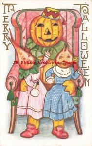 325993-Halloween, Whitney No WNY10-7, JOL Head Lady Sits with Vegetable Children