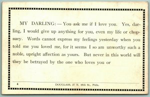 Love Letter To My Darling Douglass Philadelphia UNP Unused DB Postcard I3