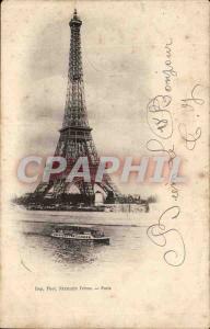 Old Postcard Paris Eiffel Tower