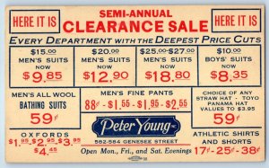 Semi Annual Clearance Sale Peter Young Inc Buffalo NY Advertising Postal Card