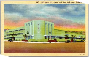 NBC's Radio City Sunset and Vine Hollywood California CA Main Road Postcard