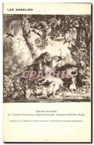 Old Postcard The Gobelins Tapestry Des Indes The D & # Combet 39Animaux D & #...