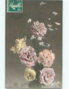 Old rppc FLOWERS SCENE Pretty Postcard AB2327