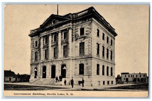 Devils Lake North Dakota ND Postcard Government Building Exterior c1912 Vintage