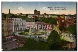 Old Postcard Liege Panoramque view of the Theater Square