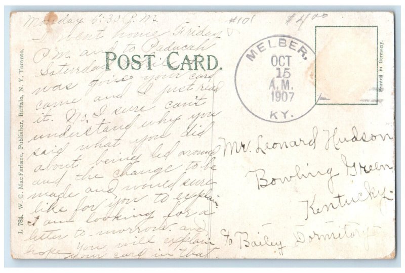 1907 Durfee Mills Fall River Massachusetts MA Melber KY Posted Postcard