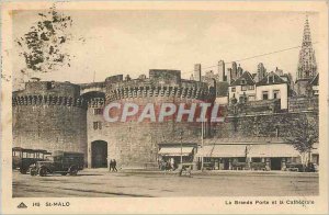 Old Postcard ST MALO-The Great Gate and The Cathedral