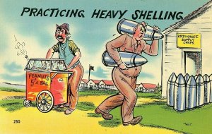 Postcard Comical Military,  Practicing Heavy Shelling        N2