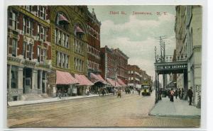 Third Street Scene Jamestown New York 1910c postcard