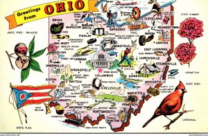 Map Of Ohio With Greetings From The Buckeye State