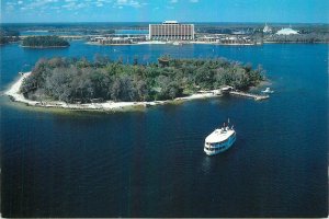 Postcard USA Discovery island boat architecture ship bridge lake aerial view