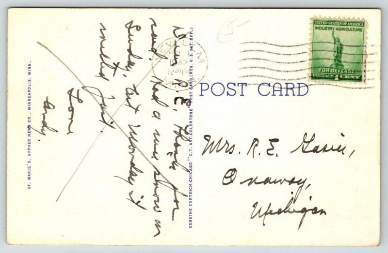 Large Letter Greetings From  New Ulm  Minnesota  1942  Postcard