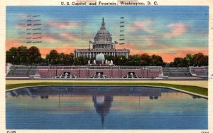 USA US Capitol and Fountain Washington DC Linen 09.85