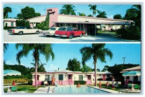c1969 Flamingo Motel & Restaurant Multiview Fort Pierce Florida Vintage Postcard