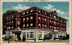 1953 SUMPTER SC CLAREMONT HOTEL ADVERTISING 40s AUTOMOBILES LINEN POSTCARD 29-81