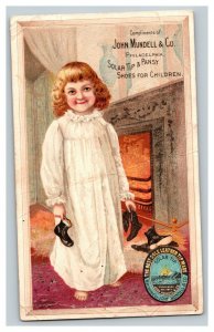 Vintage 1880's Victorian Trade Card - John Mundell & Co. Shoes - Philadelphia PA