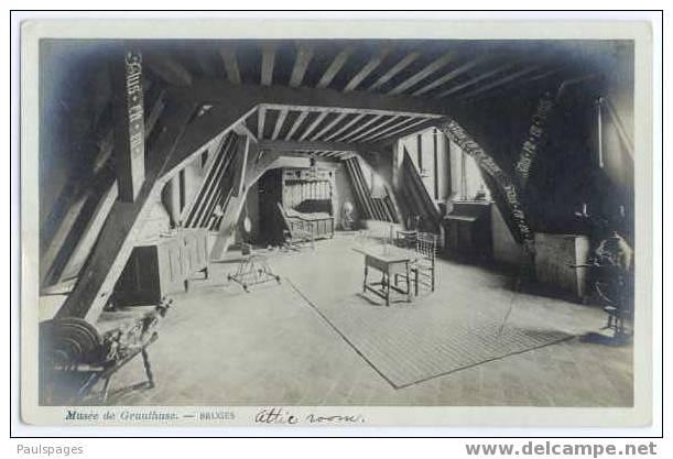 RPPC of Attic Room, Musee de Grunthasa, Bruges, Belgium