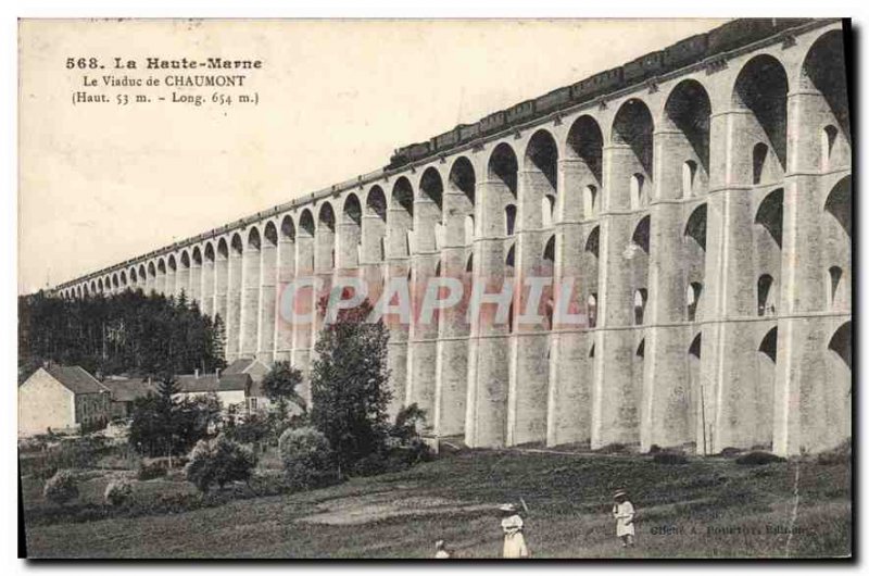 Old Postcard The High Marne Chaumont Viaduct (top 53 m Long 654 m) Train