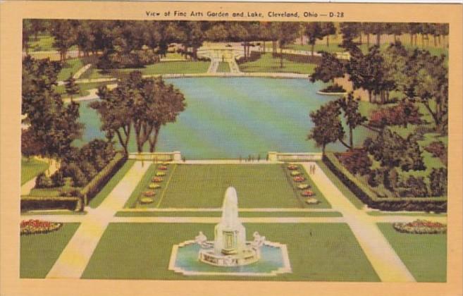 Ohio Cleveland View Of Fine Arts Garden and Lake Dexter Press