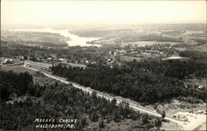 Waldoboro Maine ME Moody's Cabins Air View Real Photo Vintage Postcard
