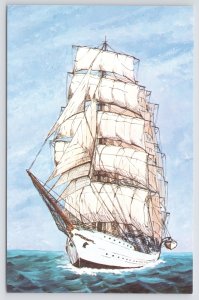 Transportation~Dar Pomorzo Poland~Training Sail Ship~Frank Zaso~1960s Postcard