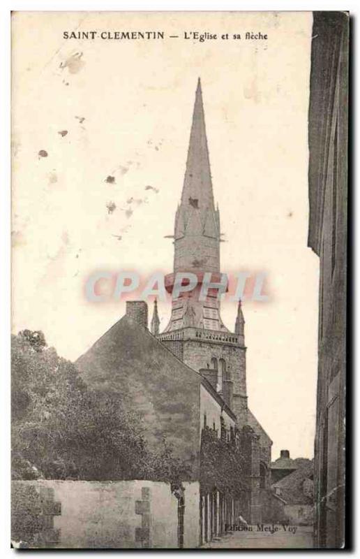 Old Postcard Saint Clementin L & # 39eglise And His Fleche